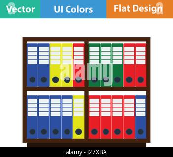 Office cabinet with folders icon. Flat design. Vector illustration. Stock Vector