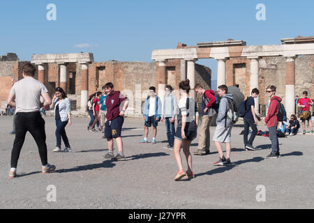 School students in Pompeii Archaeological site, UNESCO World Heritage Site, Campania region, Italy Stock Photo