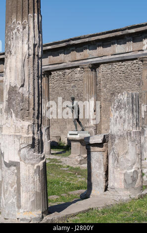 Statue of Apollo in the ruined Temple of Apollo in ancient Pompeii, UNESCO World Heritage Site, Campania, Italy Stock Photo