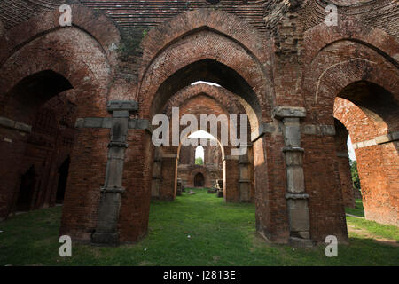 The remaining of Darasbari Mosque, the largest mosque in Bangladesh now in ruins located in Shibganj in Chapai Nawabganj, the mosque was built in 1479 Stock Photo