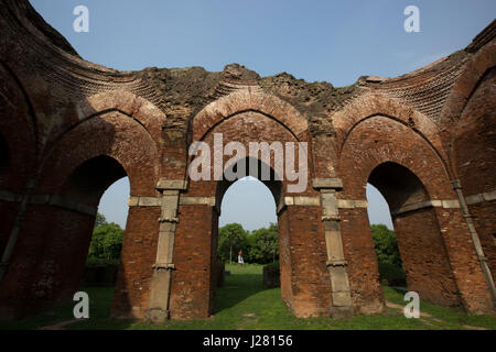 The remaining of Darasbari Mosque, the largest mosque in Bangladesh now in ruins located in Shibganj in Chapai Nawabganj, the mosque was built in 1479 Stock Photo