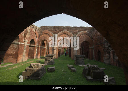 The remaining of Darasbari Mosque, the largest mosque in Bangladesh now in ruins located in Shibganj in Chapai Nawabganj, the mosque was built in 1479 Stock Photo