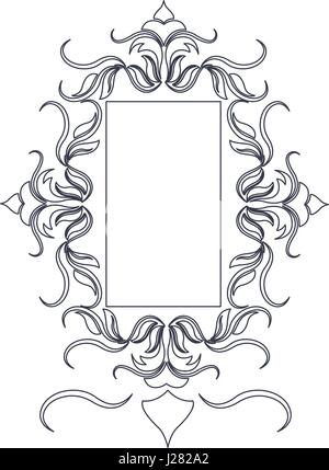 rustic frame floral decoration crest object Stock Vector
