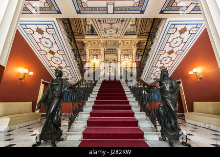 Corfu, Greece - August 20, 2015: The main entrance in Achilleion palace of Empress Elisabeth of Austria. Corfu, Greece. Stock Photo