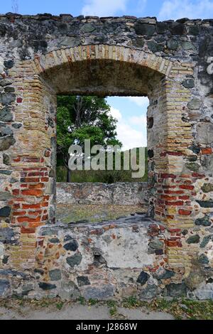 ST JOHN, US VIRGIN ISLANDS - View of the historic landmark Annaberg Sugar Plantation ruins in the Virgin Islands National Park on the nort Stock Photo