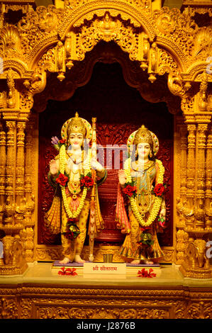 Shree Sitaram deities in BAPS Shri Swaminarayan Mandir Pune Maharashtra Stock Photo