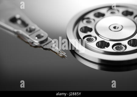 Interior view of a computer hard drive Stock Photo