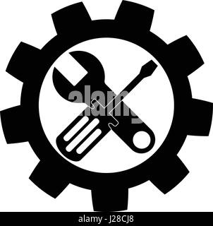 Wrench and screwdriver icon isolated on white background Stock Vector