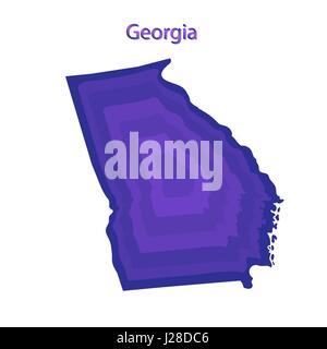 United States, Georgia. Dark blue silhouette of the state on its borders. Stock Vector