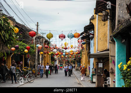 Street view of Hoi an market, in vietnam. Stock Photo