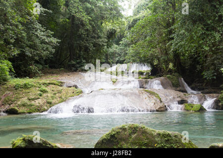 Jamaica, Port Antonio, Reach Falls, Small waterfalls in Port Antonio Stock Photo