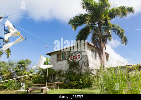 Jamaica, Port Antonio, From the gas station becomes a hostel, Hostel in Port Antonio, Jamaica Stock Photo