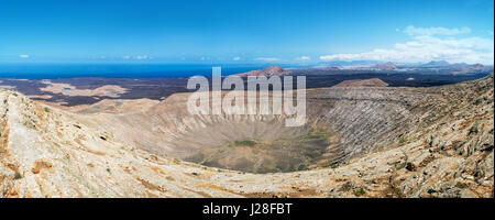 Crater of Caldera Blanca, old volcano in Lanzarote, Canary islands, Spain Stock Photo