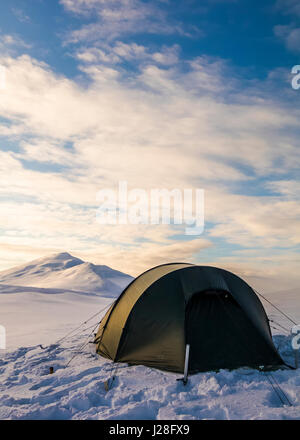 Tunnel tent in Sarek national park Stock Photo