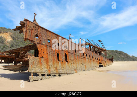 Australia, East Coast, Fraser Island, largest sand island in the world, 75 Mile Beach, Maheno shipwreck Stock Photo