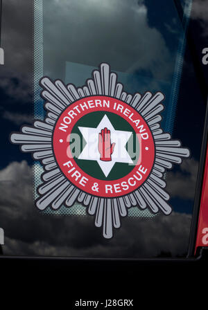 Northern Ireland Fire and Rescue badge on a fire engine