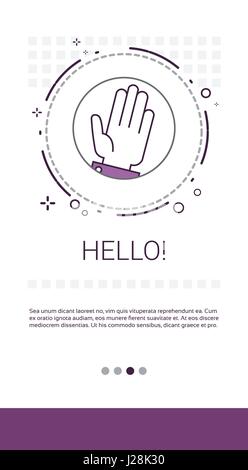 Hello Hand Gesture Greeting Banner Stock Vector