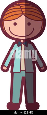 color silhouette shading cartoon man in wedding suit with bowtie Stock Vector