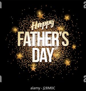 Happy Father's Day banner with gold glitter. Vector illustration. Elements are layered separately in vector file. Stock Vector