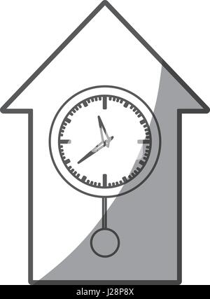 grayscale silhouette of cuckoo clock Stock Vector