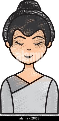 japanese geisha character icon Stock Vector