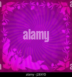Abstract floral background, lilac silhouette leaves, flowers and feathers. Vector eps10, contains transparencies Stock Vector