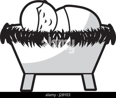 jesus baby on Straw cradle manger character Stock Vector