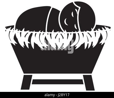 jesus baby on Straw cradle manger character Stock Vector