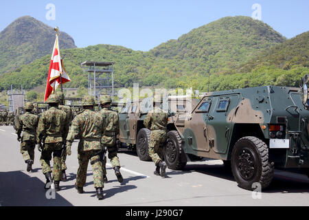 Japanese soldier with the armored vehicle Stock Photo