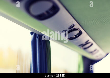 close up of travel bus speakers Stock Photo