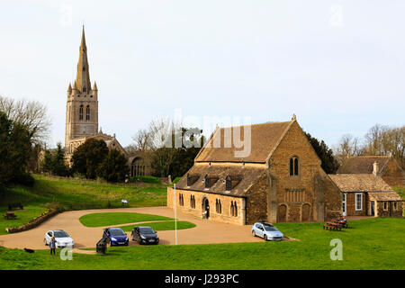 Oakham Castle and All Saints Parish church in Englands Smallest County, Rutland, England, UK Stock Photo