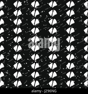 Abstract hand drawn seamless pattern. Black and white grunge background with triangles. Stock Vector