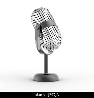 Vintage silver microphone isolated on white background Stock Photo