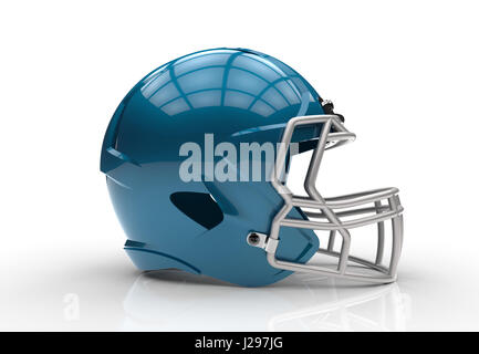 Blue american football helmet isolated on a white background Stock Photo