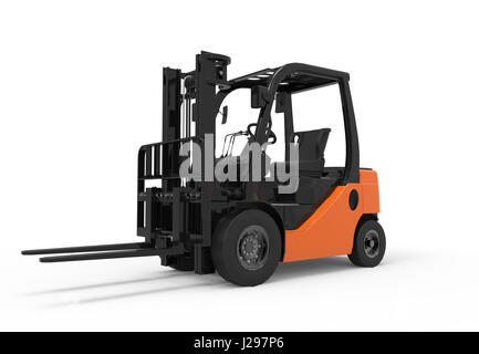 3D forklift truck isolated on a white background Stock Photo