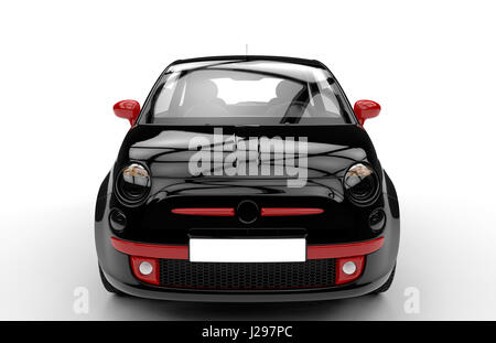 Front of a generic black and red city car isolated on a white background Stock Photo