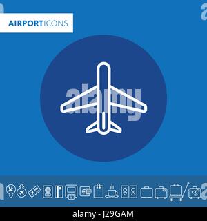 Vector icon, airport icon. Takeoff and landing of the aircraft. Stock Vector