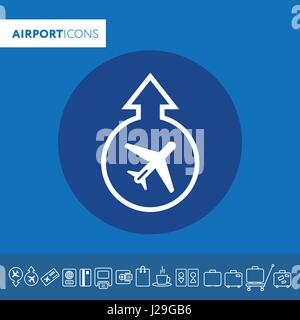 Vector icon, airport icon. Takeoff and landing of the aircraft. Stock Vector