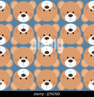 Seamless pattern background tile - cute Teddy bear plush heads Stock Vector