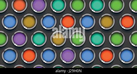 Seamless pattern background - tins or cans of paint, top view Stock Vector