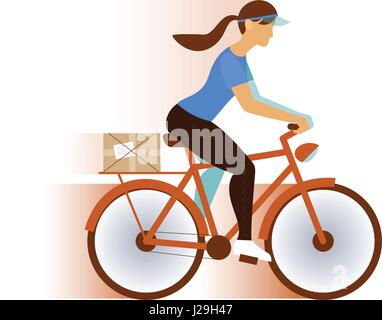 cute postman delivery mail or package vector illustration Stock Vector