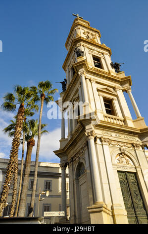 Bell tower of Sancturay of the blessed Virgin of the Rosary, in Pompei, Italy Stock Photo