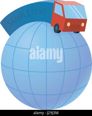 delivery truck and world earth globe - trucking industry, vector illustration eps Stock Vector