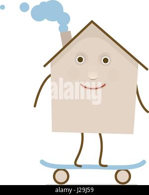 a Moving House relocating refugees traveling flat isolated Stock Vector