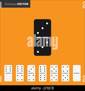 Vector. Domino icons are black on an orange background. Stock Vector