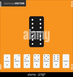 Vector. Domino icons are black on an orange background. Stock Vector