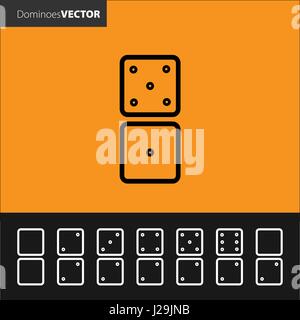 Vector. Domino icons are black on an orange background. Stock Vector