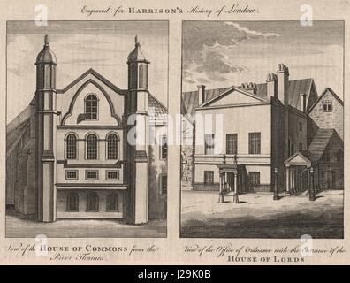 WESTMINSTER. House of Commons. Ordnance Office. House of Lords. HARRISON 1776 Stock Photo