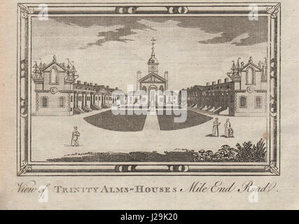 'Trinity Almshouses, Mile End Road'. Trinity Green, London. HARRISON 1776 Stock Photo
