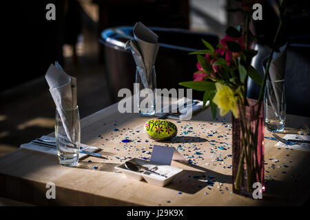 Restaurant Interior Reserved sign Table Table arrangement Dining experience Bistro Atmospheric Stock Photo